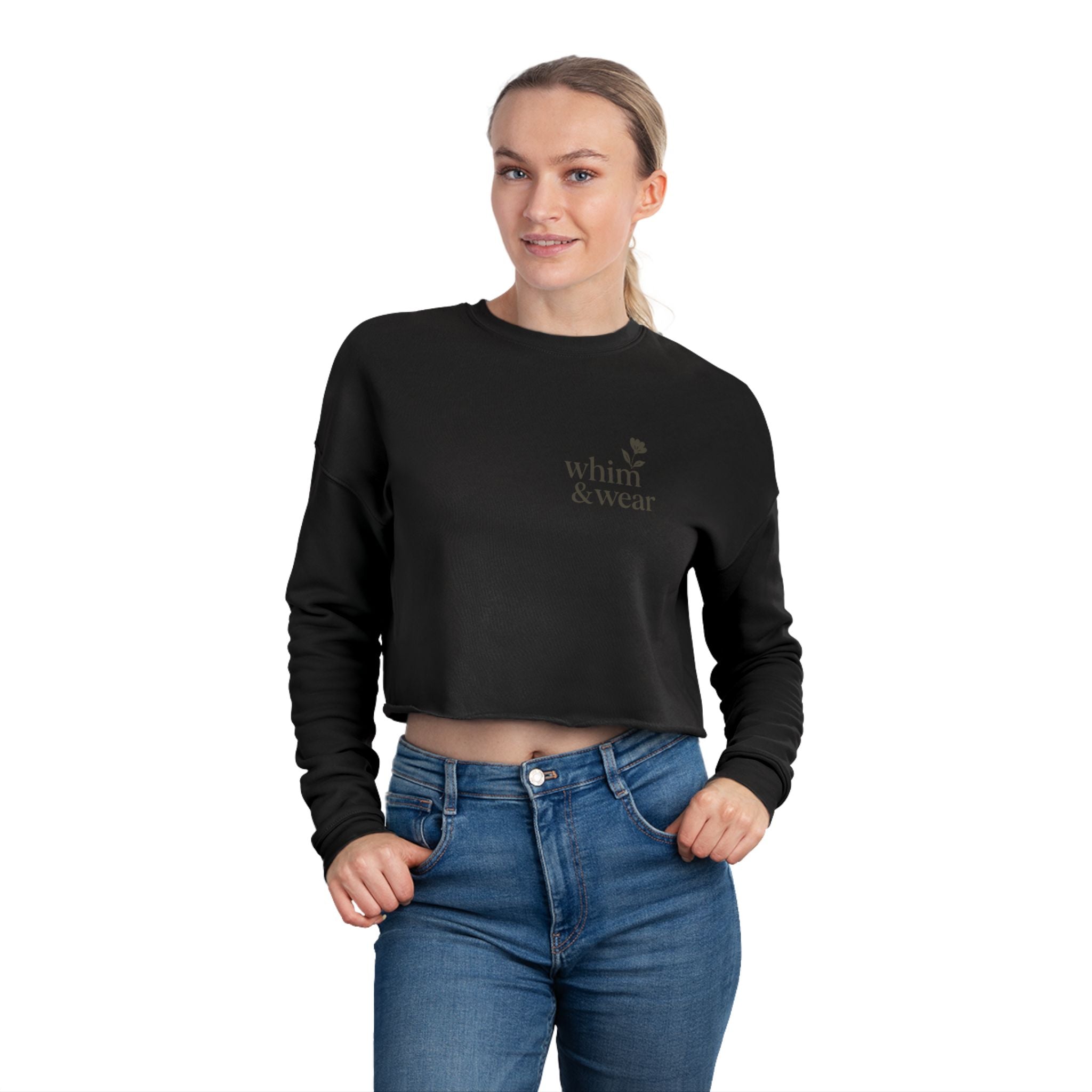 Cropped Sweatshirt - Minimal Rose Logo Crop Top