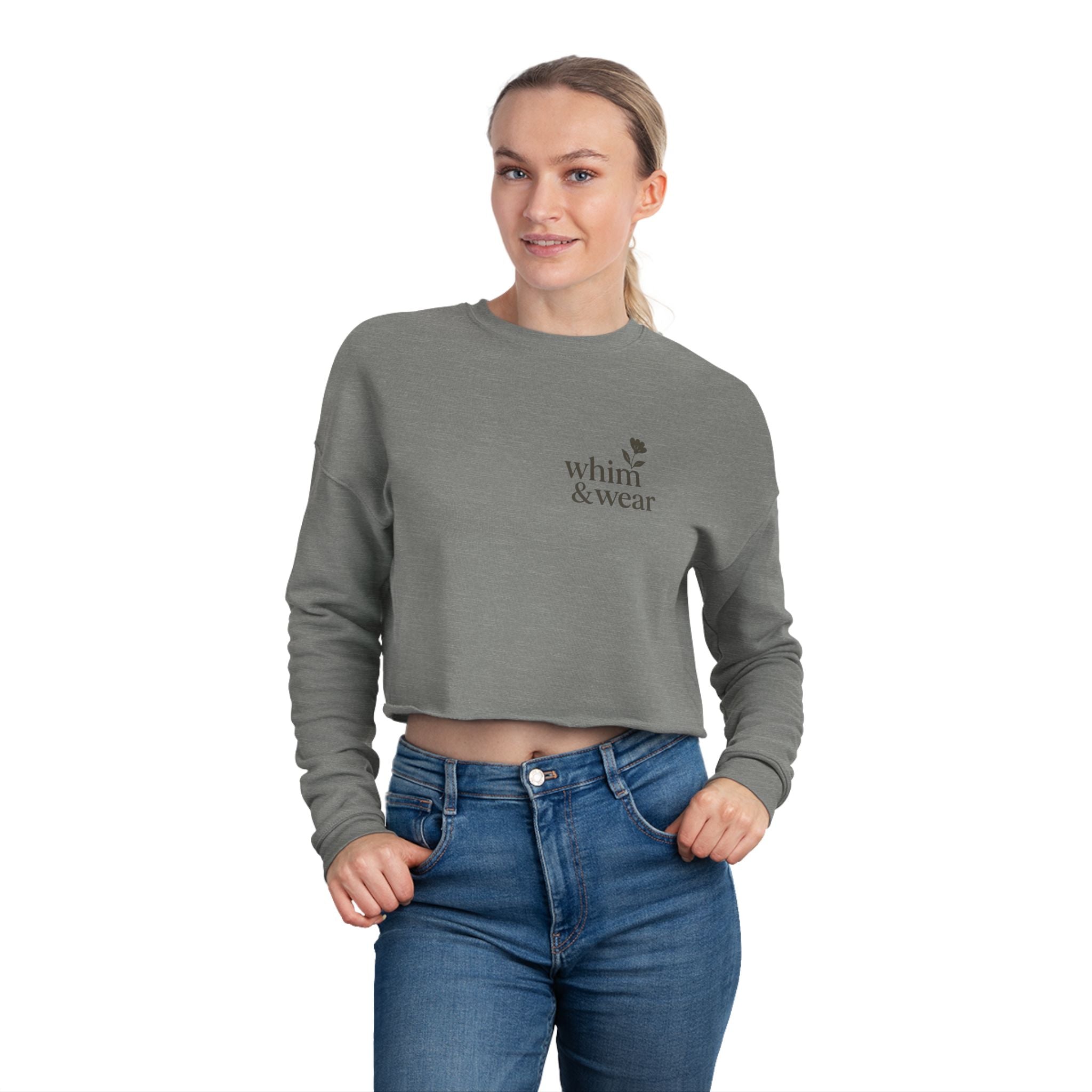 Cropped Sweatshirt - Minimal Rose Logo Crop Top